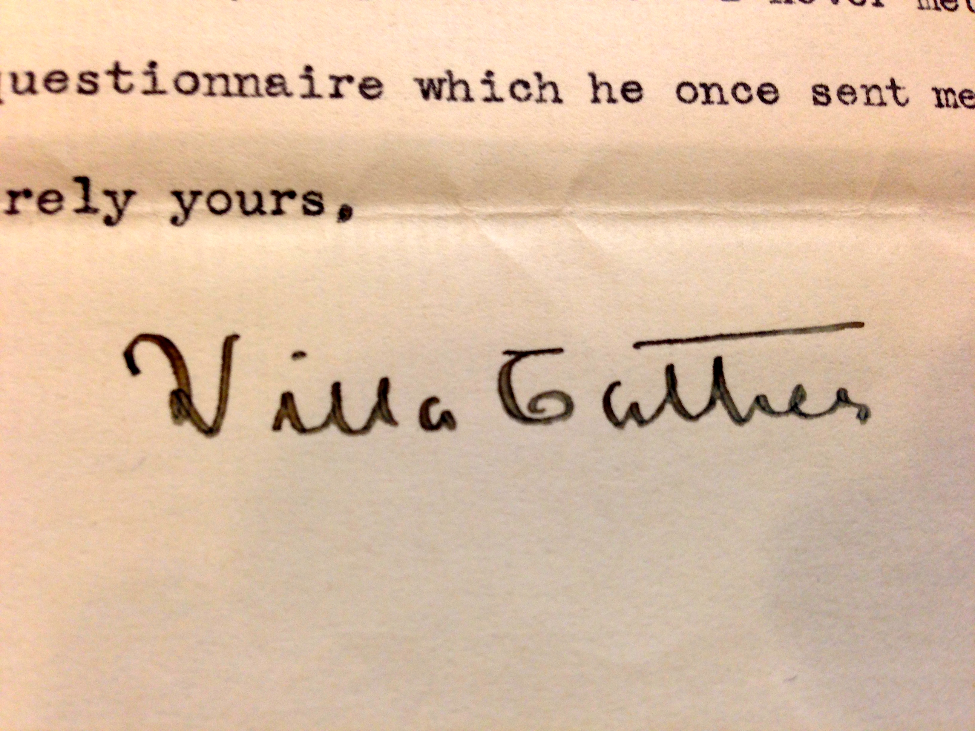 Willa Cather's signature from her letter to (Emily Caldwell)