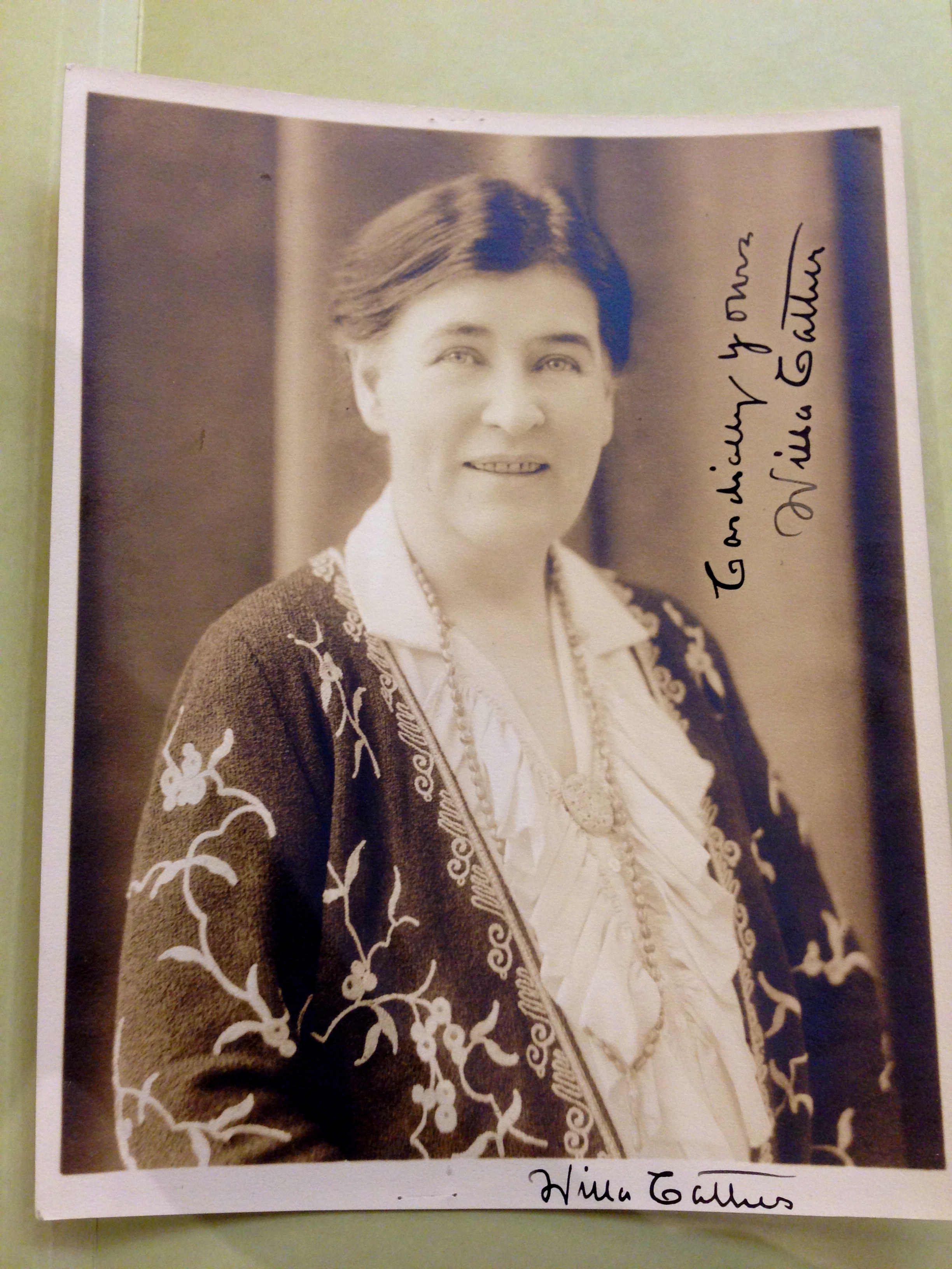 Double-signed photograph of Willa Cather, n.d. (Photograph by Emily Caldwell)
