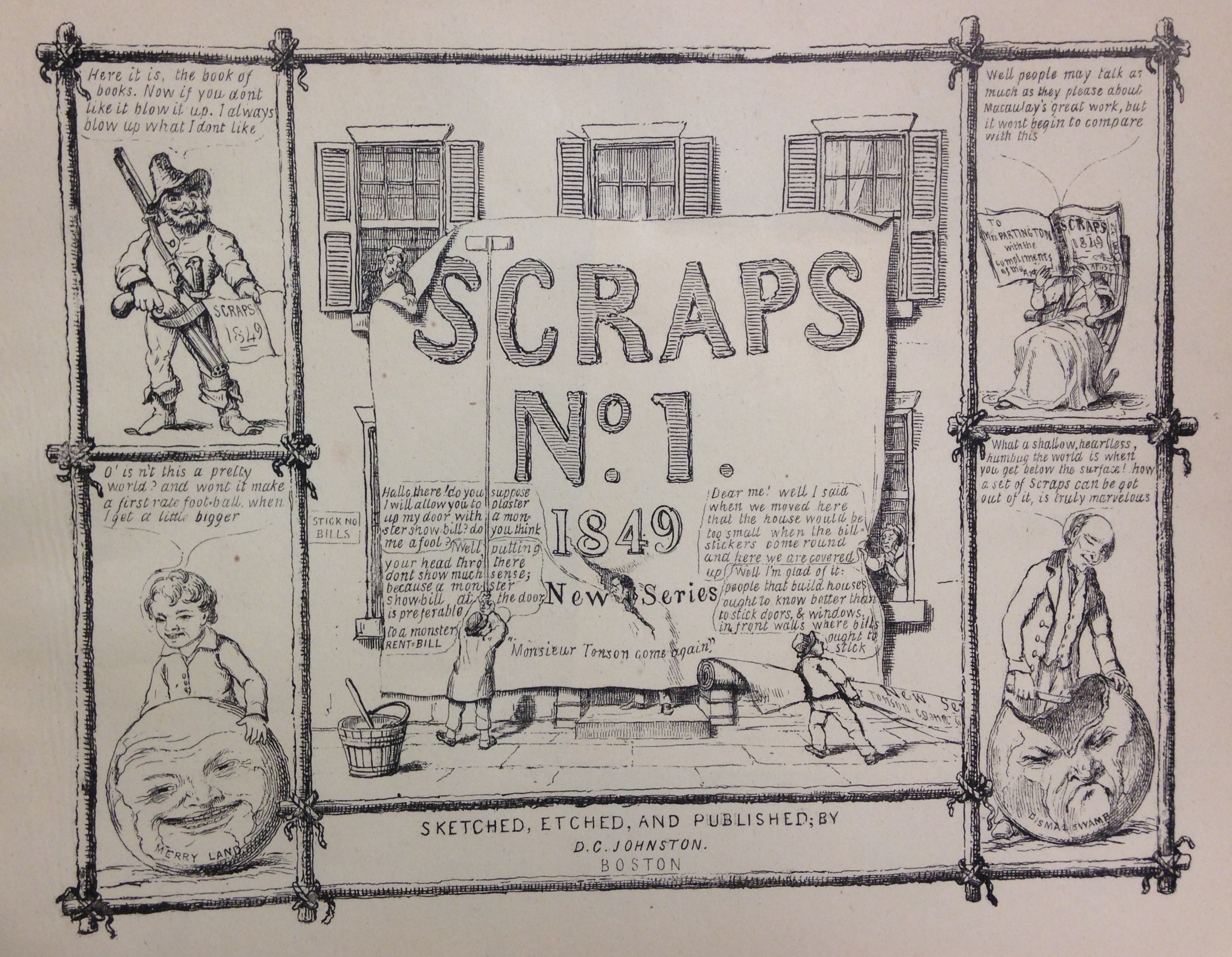 Front cover of David Claypoole Johnston, Scraps no. 1, new series (Boston, 1849).    (E166 .J65 1849)