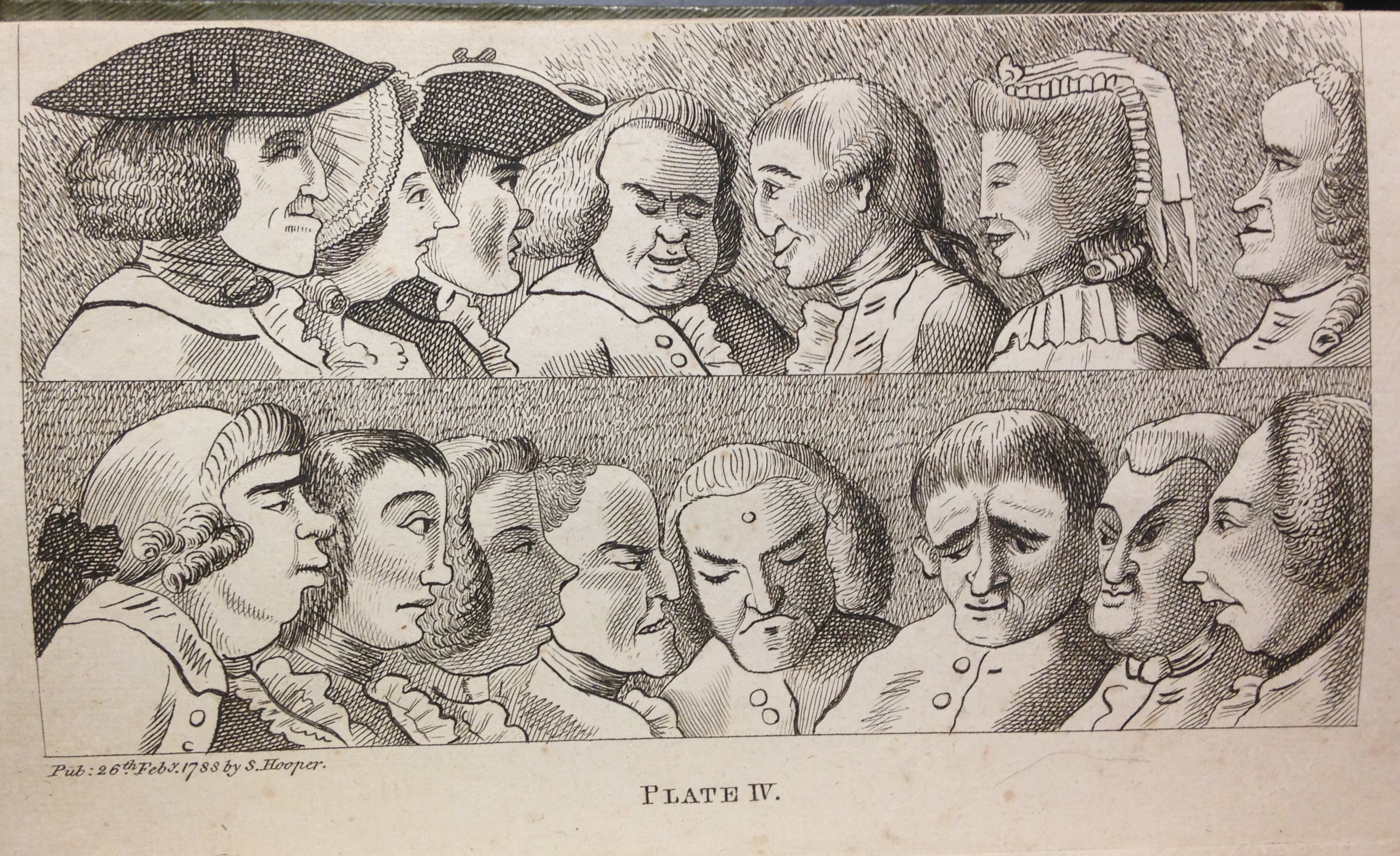 A lesson in caricature: examples of various noses, profiles, and head shapes. Francis Grose, Rules for drawing caricaturas, 2nd ed. (London, 1796), plate IV.   (NC1320 .G76 1796)