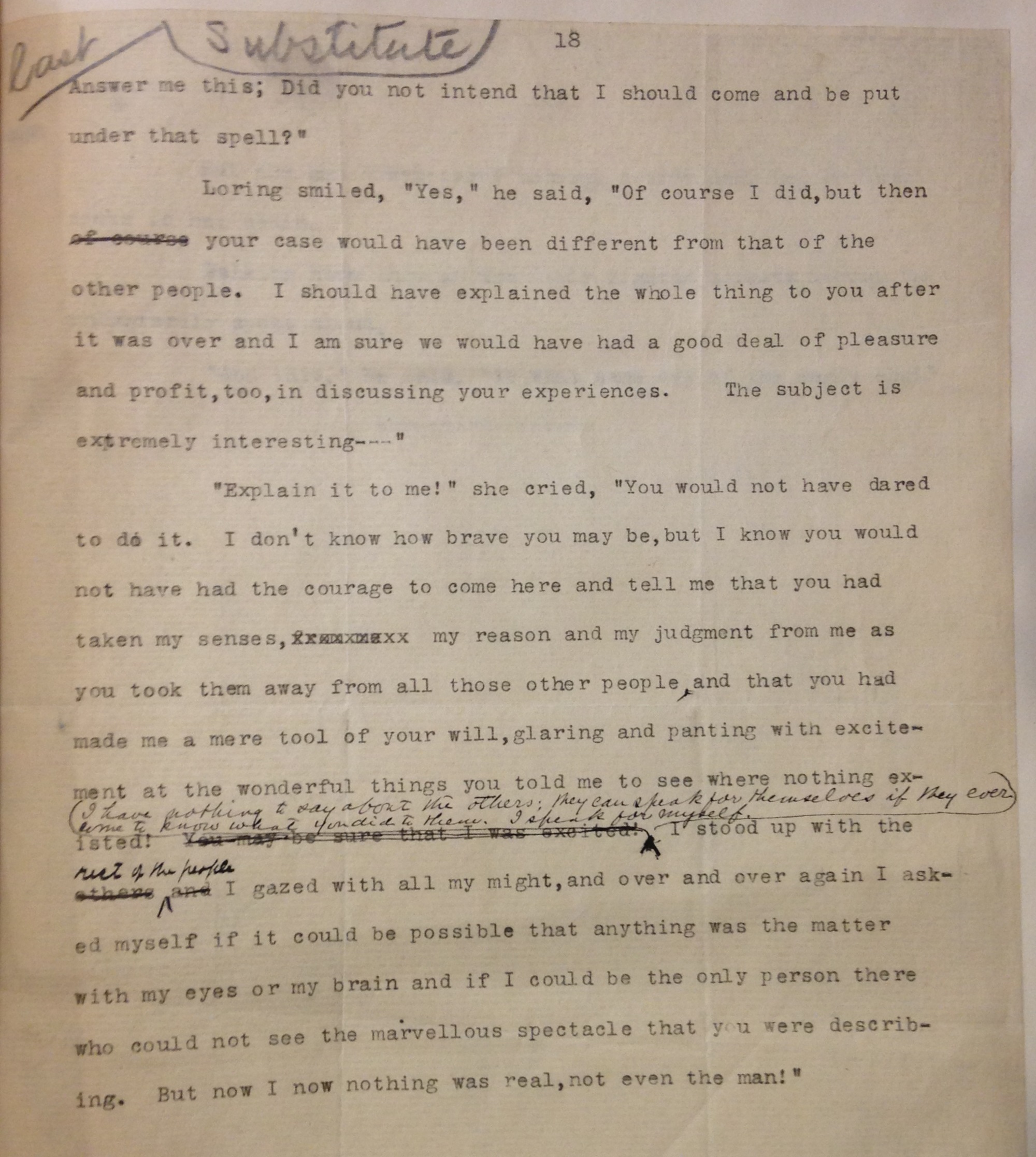 Frank Stockton's revised ending for his short story, "The Magic Egg" (1894).     (MSS 15768)