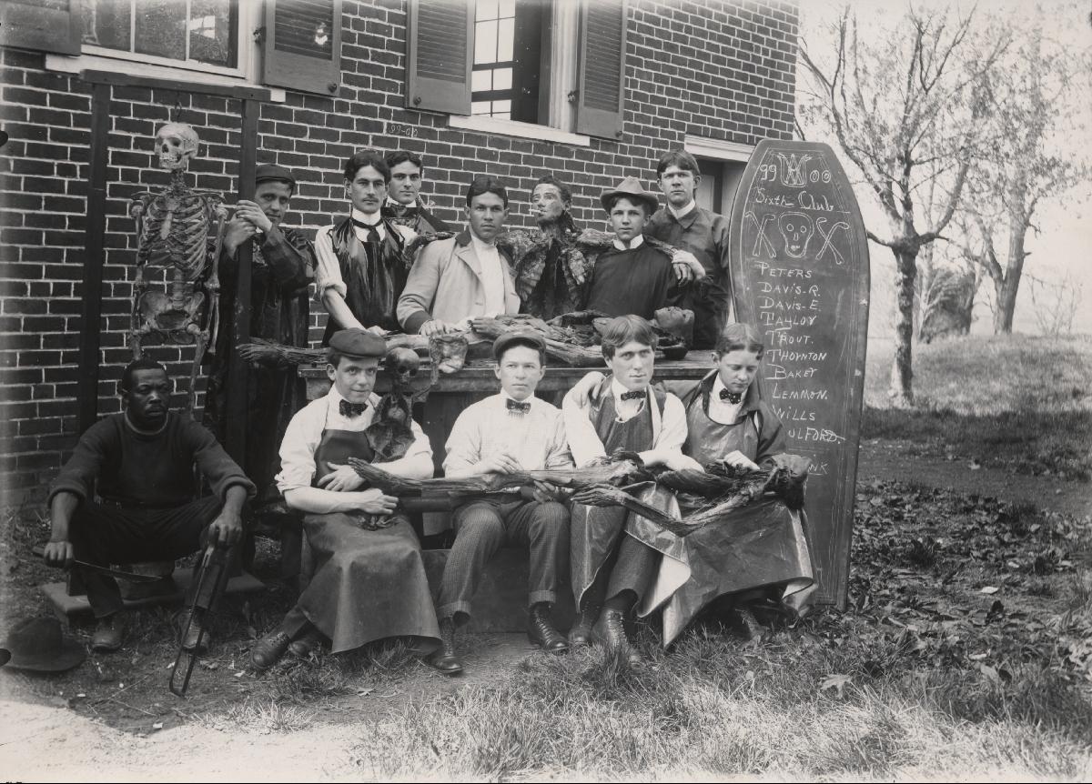  Photograph of U.Va. Medical Students, The Sixth Club. Facsimile.  (RG-30/1/10.011) University of Virginia Visual History Collection This picture taken in 1899 shows University of Virginia medical students posing with cadavers they have been studying.  