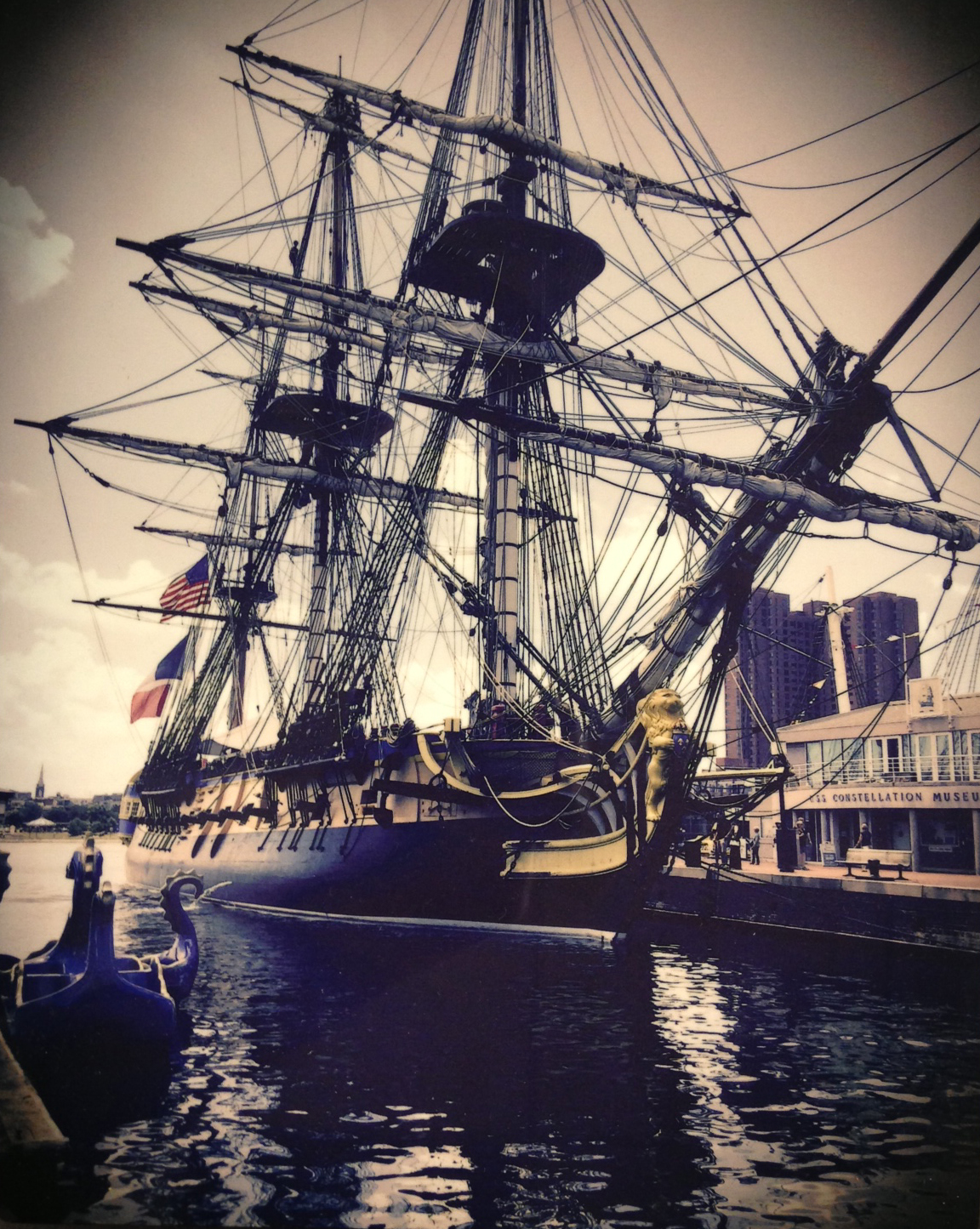 The Hermione at anchor in Baltimore's Inner Harbor, June 2015.   (Gift of Albert H. Small)