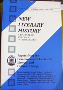 Autumn 1999 cover of New Literary History: Papers from the Commonwealth Center for Literary and Cultural Change
